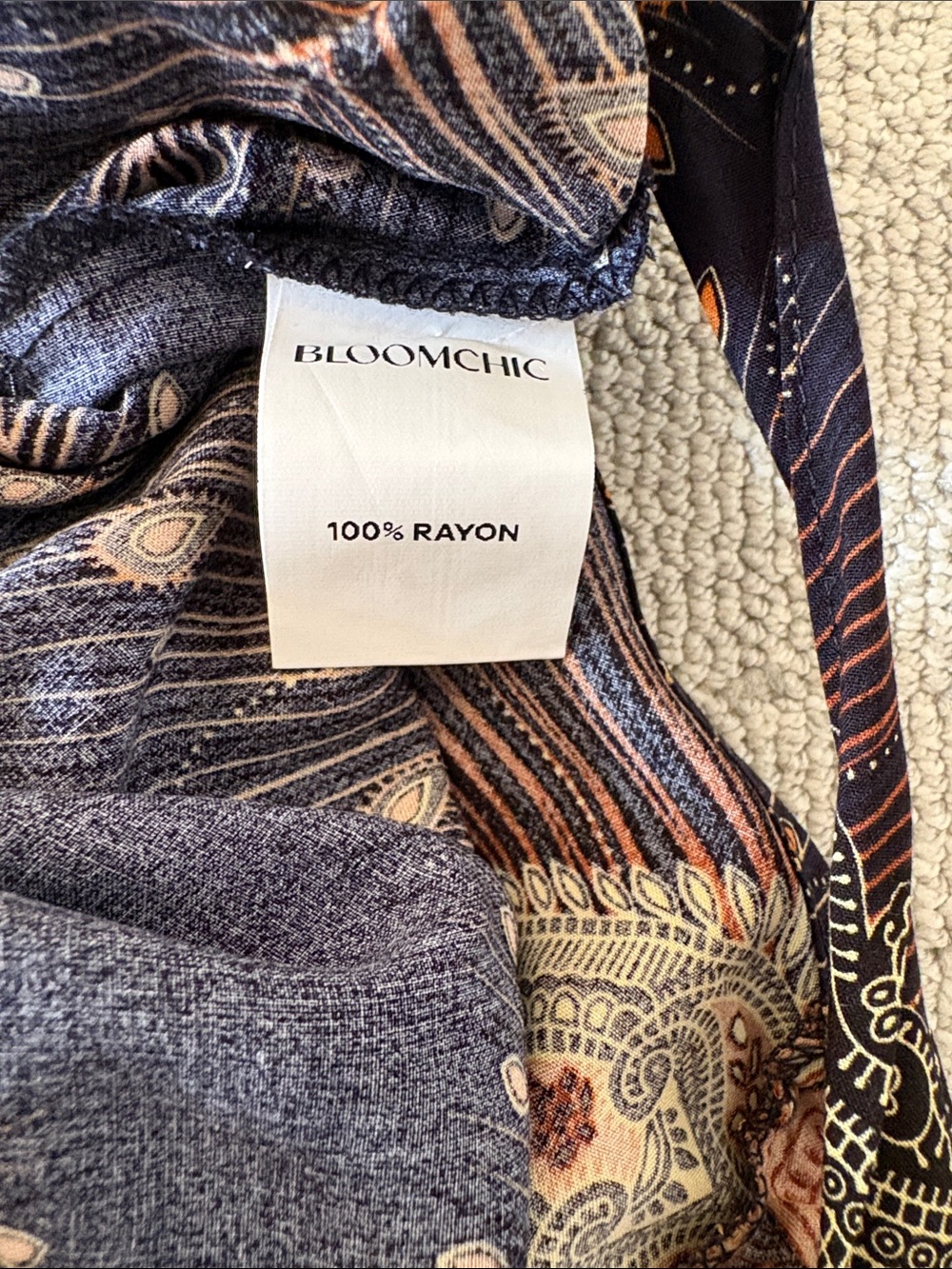 BloomChic Black Jumpsuit with Orange Paisley Accents - Picture 6 of 6